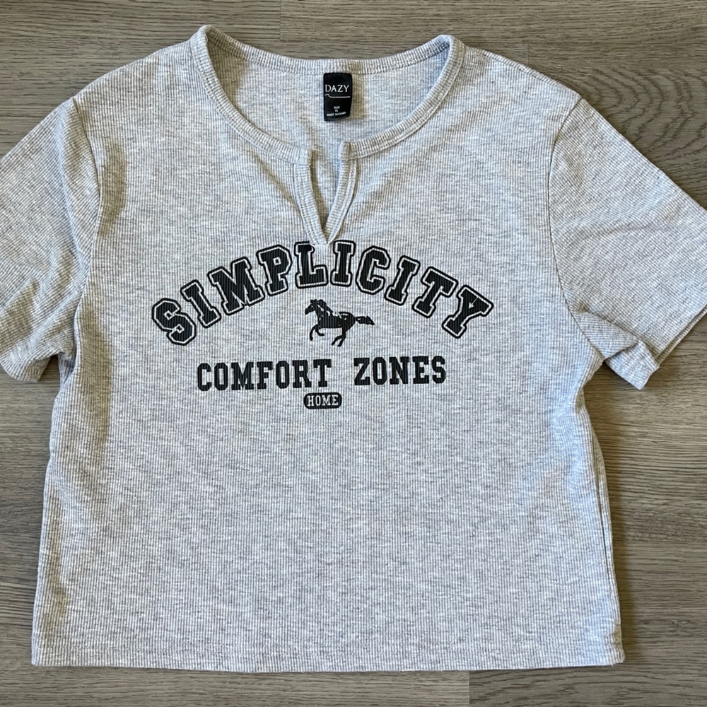Ladies Dazy size XL crop top tee. Grey. Stretchy. Soft. Great shape.